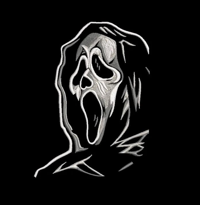 Haunted Ghost Face Mask Embroidery Design