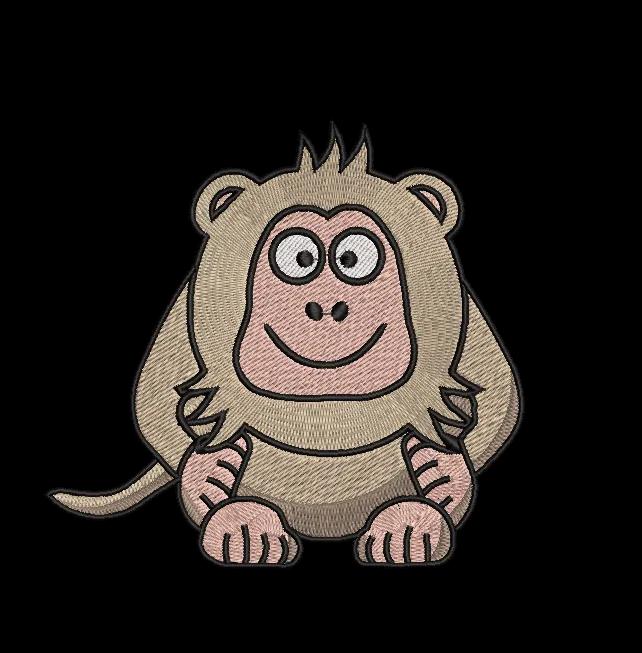 Cute Cartoon Monkey Machine Embroidery Design