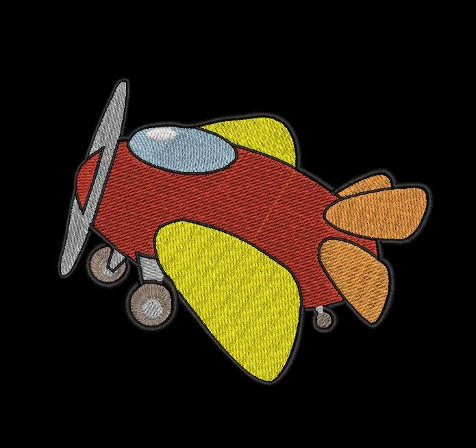 Biplane Airplane Machine Embroidery Design