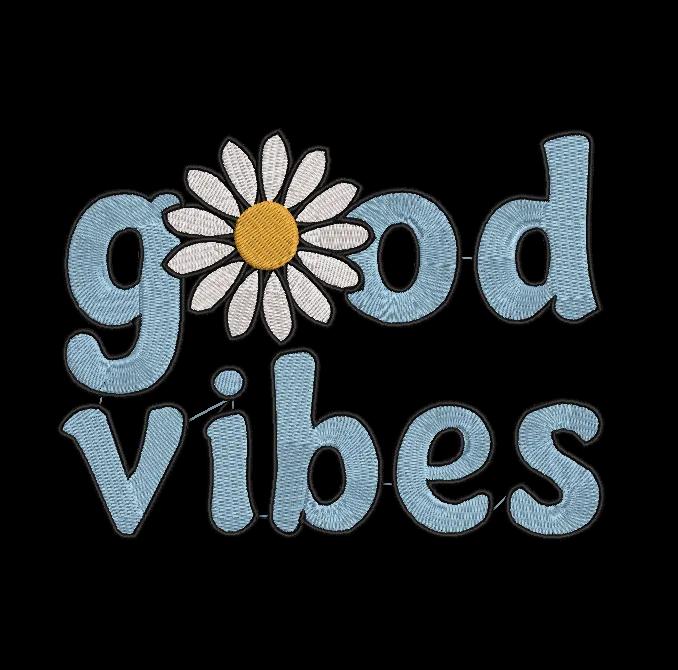 Good Vibes Daisy Flower Embroidery Design