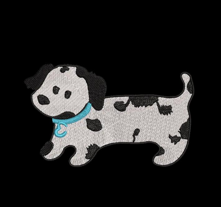 Cute Spotted Puppy Dog Embroidery Design with Custom Initial