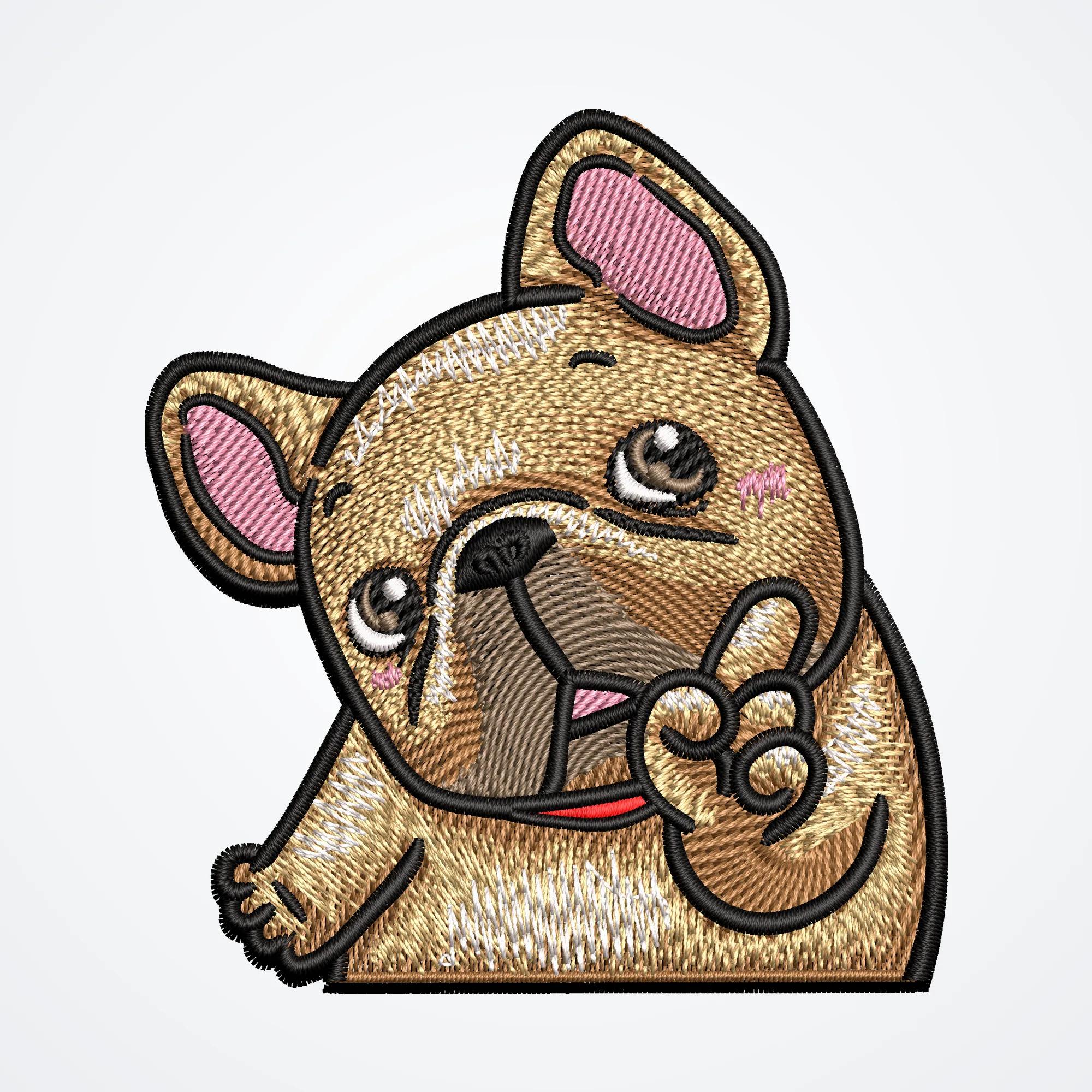 Cute French Bulldog Puppy Embroidery Design
