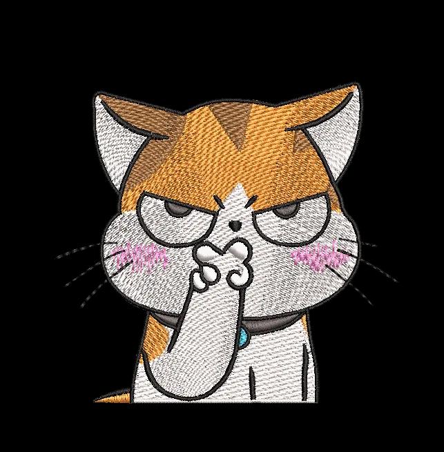Grumpy Cat Shush Embroidery Design