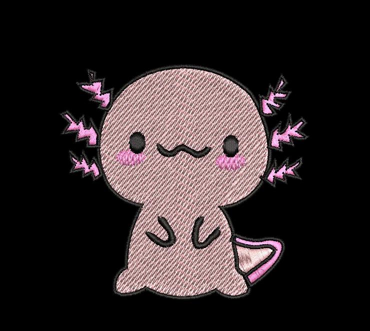 Cute Kawaii Axolotl Embroidery Design