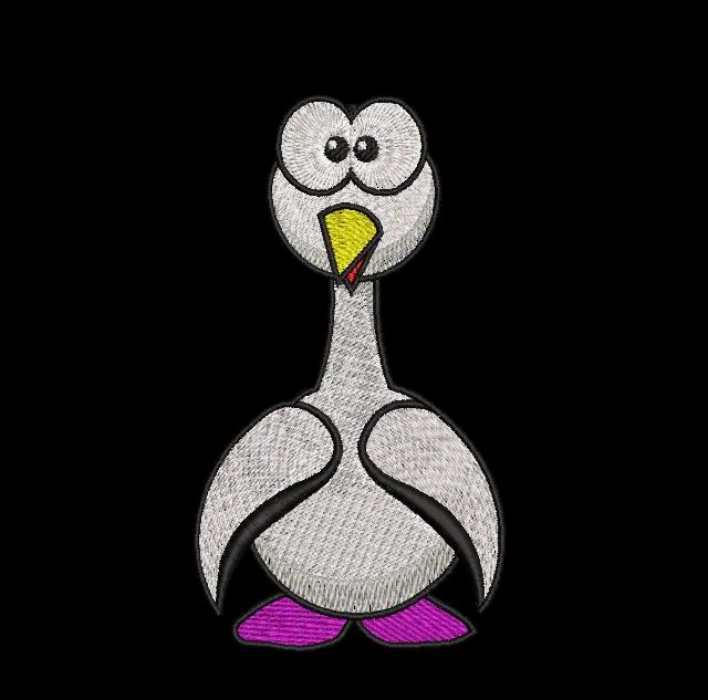 Funny Cartoon Bird Embroidery Design - Silly Seagull