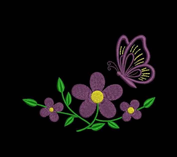 Graceful Butterfly & Daisy Embroidery Design