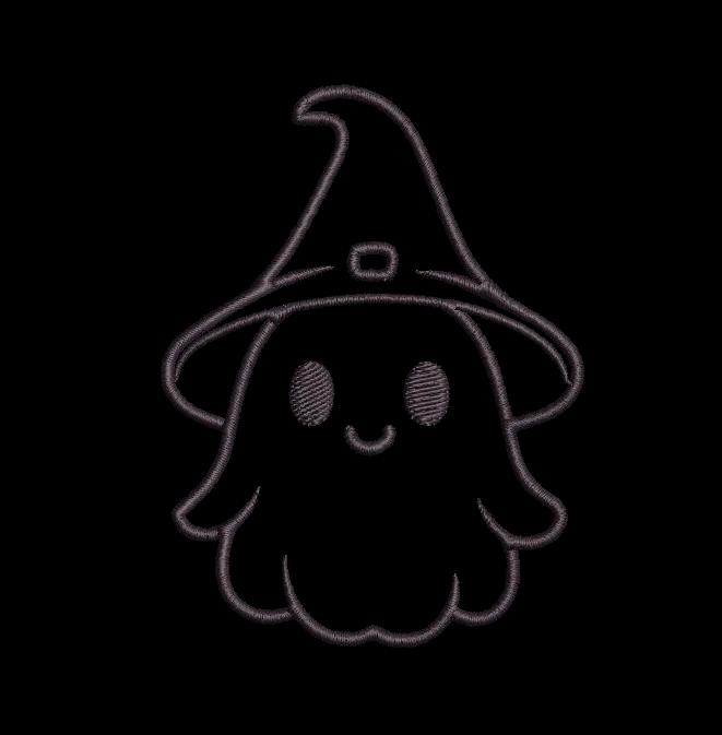 Cute Ghost Witch Hat Halloween Embroidery Design